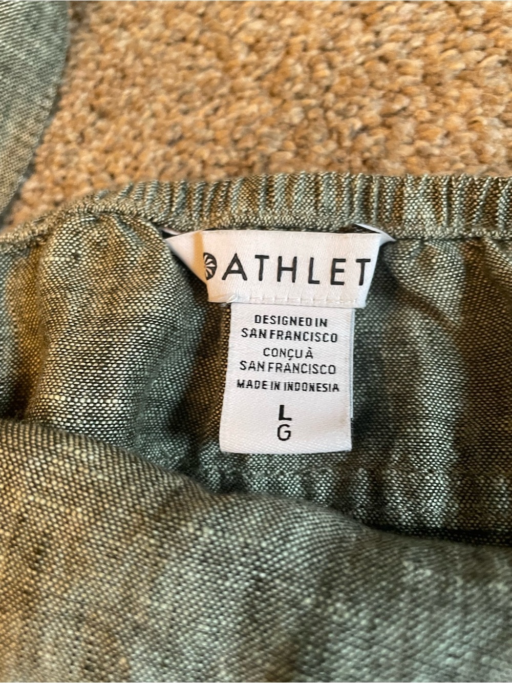 Athleta Voyager Olive Green  Square-Neck Linen Tank Adj. Straps Size L Gorpcore - Picture 7 of 9